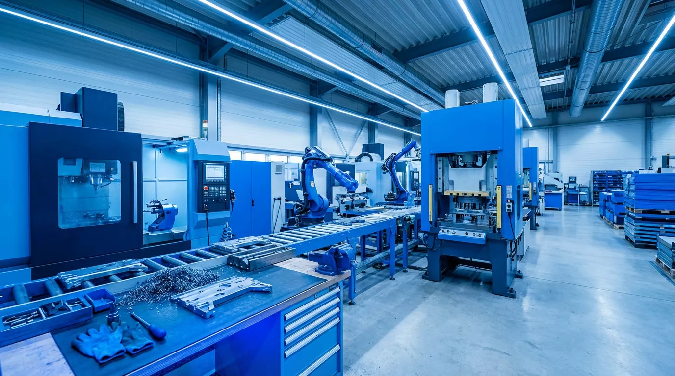 Blue industrial halls